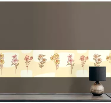 Cenefa decorativa Conjunto de flores dibujadas a mano - TenVinilo