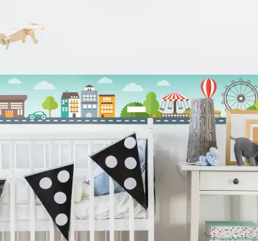 Cenefa decorativa de ciudad infantil - TenVinilo