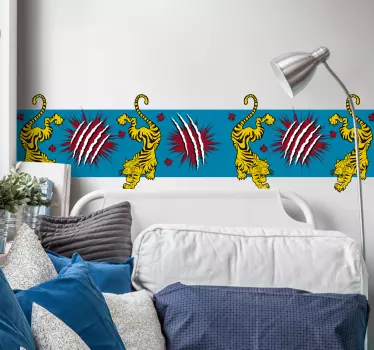 Cenefa decorativa infantil de tigre con rasguño - TenVinilo