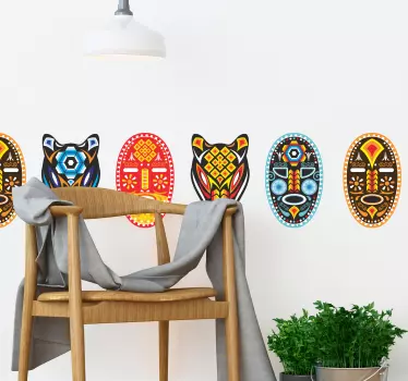 Vinilo pared Máscara Huichol - TenVinilo
