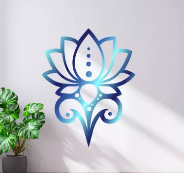 Flor de loto vinilo pared tonalidades azules - TenVinilo