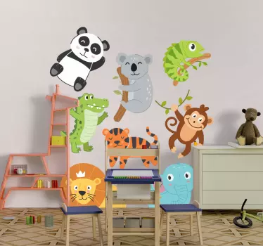 Mural habitación infantil Animales de otoño dibujados a mano - TenVinilo