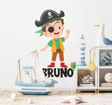 Mural habitación infantil Bonito niño pirata de dibujos animados - TenVinilo