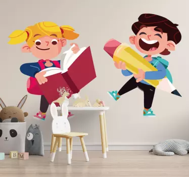 Mural habitación infantil de regreso a clases - TenVinilo