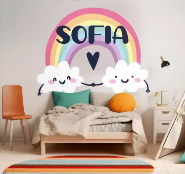 Mural habitación infantil Nombre personalizado en arcoiris - TenVinilo