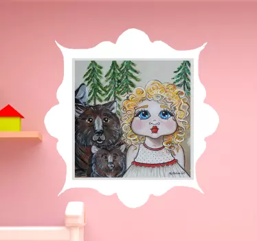 Vinilo infantil niña y osos - TenVinilo