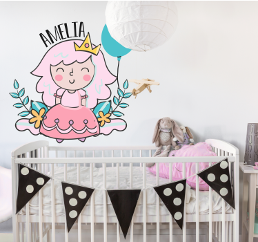 Vinilo infantil princesa personalizable - TenVinilo