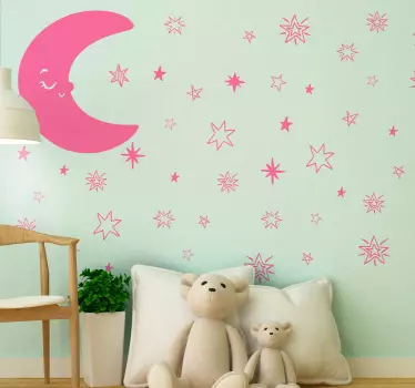 Pack 45 vinilos de estrellas pequeñas y luna - TenVinilo