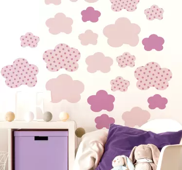 Pack vinilo para niñas nubes tonos lila - TenVinilo