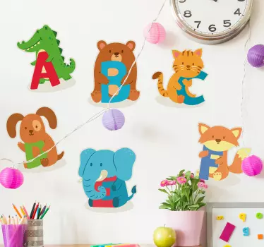 Pegatina abecedario Niños alfabeto animales - TenVinilo