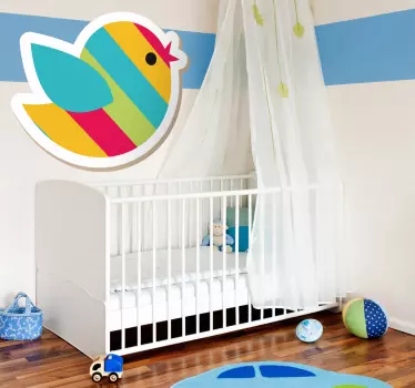 Pegatina infantil pájaro rayado - TenVinilo