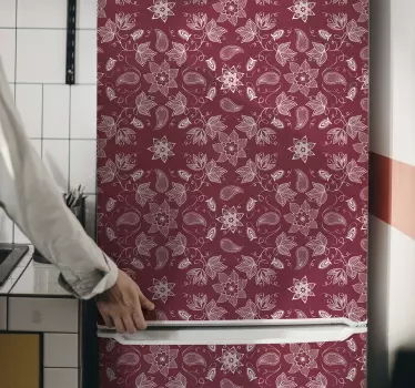 Lámina adhesiva para nevera flores paisley - TenVinilo