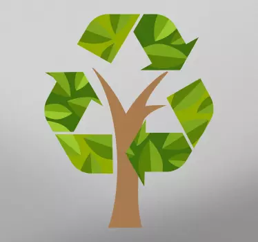 Pegatina reciclaje de árbol para basura - TenVinilo