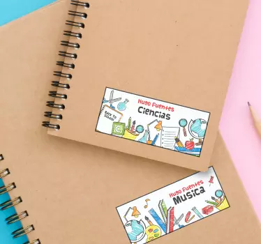 Pegatinas adhesivas para libretas con nombre personalizado - TenVinilo