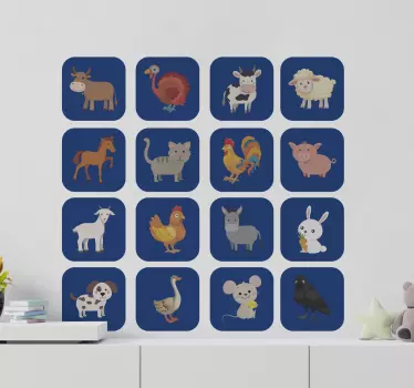 Pegatinas infantiles animales de la granja - TenVinilo