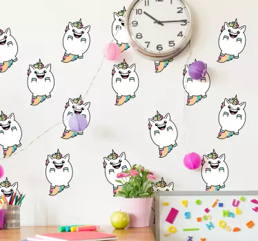 Pegatinas infantiles unicornios coloridos gorditos - TenVinilo