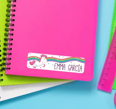 Pegatinas personalizadas cuaderno unicornio - TenVinilo