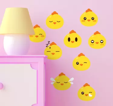 Set pegatinas emoticono pollito - TenVinilo