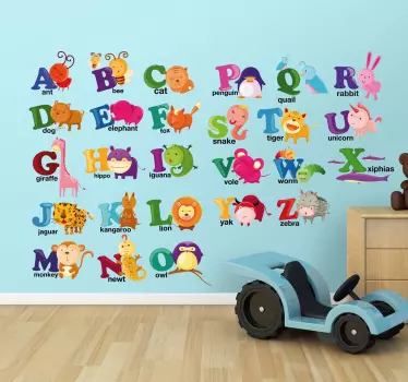 Sticker infantil abecedario fauna - TenVinilo