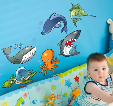 Sticker infantil animales oceánicos - TenVinilo
