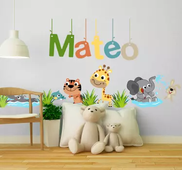 Vinilo infantil personalizable de animales - TenVinilo