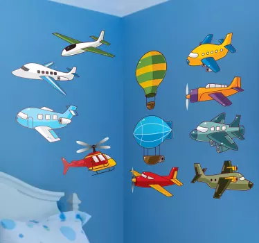 Vinilo infantil colección de aviones - TenVinilo