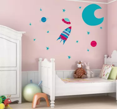 Sticker infantil espacial para niños - TenVinilo