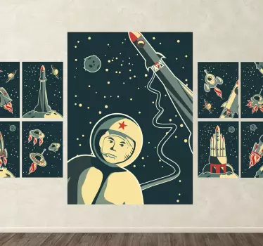 Sticker infantil estampas del espacio - TenVinilo