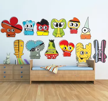 Sticker infantil monstruos varios - TenVinilo