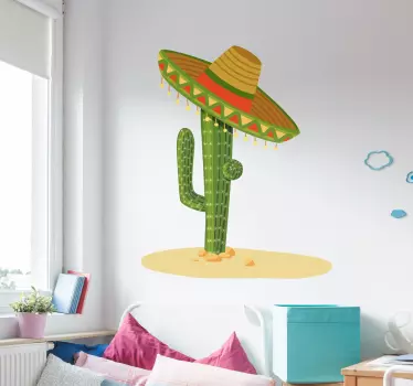 Vinil para recámara infantil sombrero mexicano - TenVinilo