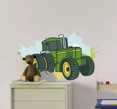 Vinilo 3d para niños tractor John Deere - TenVinilo