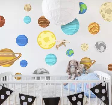 Vinilo infantil adhesivo de los planetas - TenVinilo