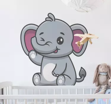Vinilo animal bebé elefante feliz - TenVinilo