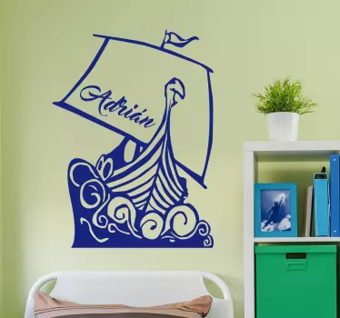Vinilo barco vikingo personalizable - TenVinilo