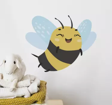 Vinilo bebé animales abeja feliz volando - TenVinilo