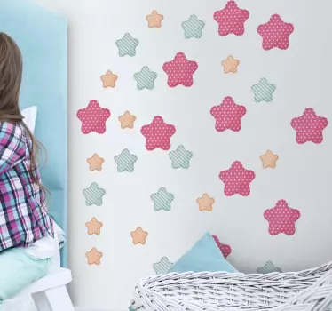 Pack de 30 vinilos infantiles estrellitas patrones - TenVinilo