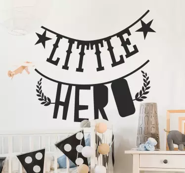 Vinilo infantil guirnalda texto little hero - TenVinilo