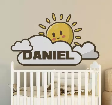 Vinilo bebé nubes blancas con nombre - TenVinilo