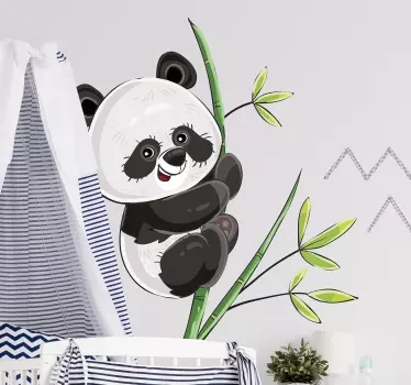 Vinilo bebé panda trepador estilo nórdico - TenVinilo