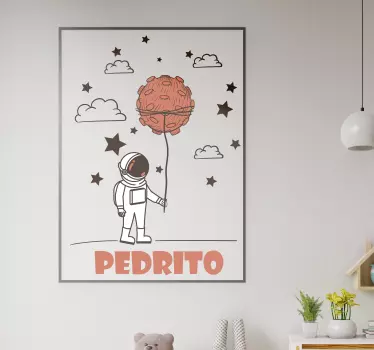 Vinilo bebé pequeño astronauta con nombre - TenVinilo