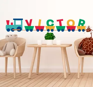 Vinilo infantil tren para niños con nombre - TenVinilo