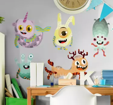 Vinilo bebés monstruos coloridos para niños - TenVinilo