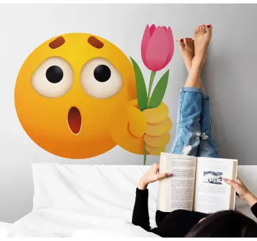 Vinilo circo emoji sorprendido con flor - TenVinilo