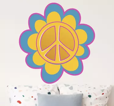 Vinilo circo símbolo de paz con flores - TenVinilo