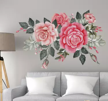 Vinilo decorativo flores ramo de rosas bonitas - TenVinilo
