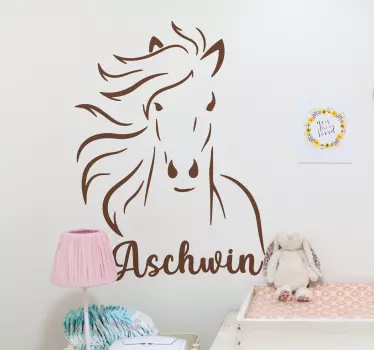 Vinilo de animales caballo corriendo con nombre - TenVinilo