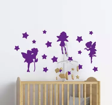 Vinilo de estrellas y hadas con flores - TenVinilo