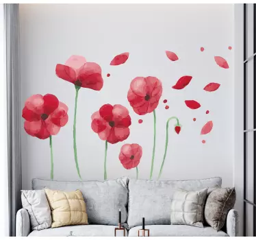 Vinilo de flor Amapolas perdiendo pétalos - TenVinilo