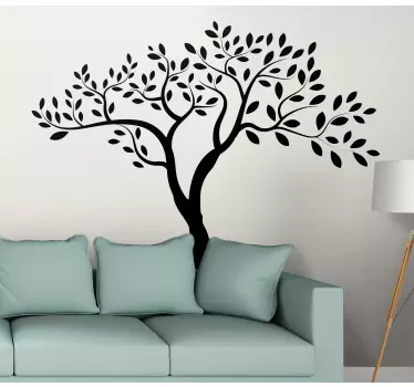 Vinilo de flor árbol monocolor con ramas de pensamiento - TenVinilo