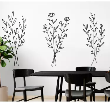 Vinilo de flor Conjunto de diseño de flores secas - TenVinilo